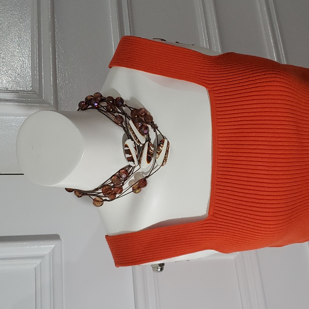 Vintage 2000's European-Artisan Oversized Boho Necklace- Marbled/ beaded